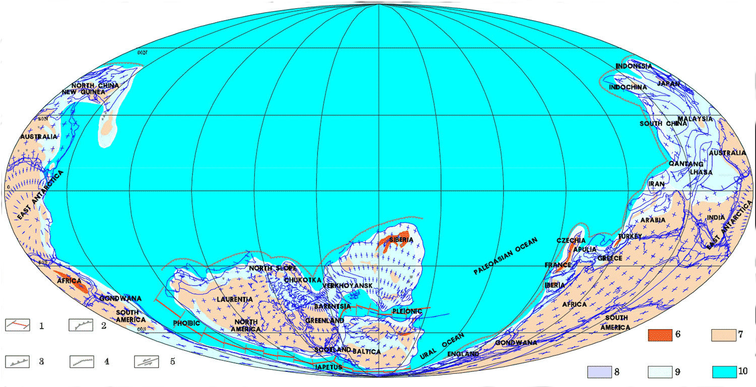 Карта земли в разные геологические эпохи